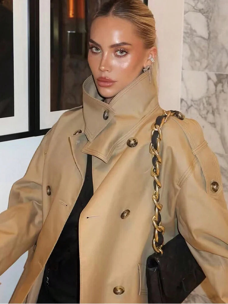 Audrey Beige Dobbelt Radet Trenchcoat