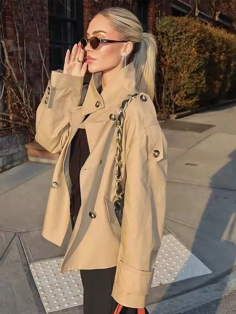 Audrey Beige Dobbelt Radet Trenchcoat