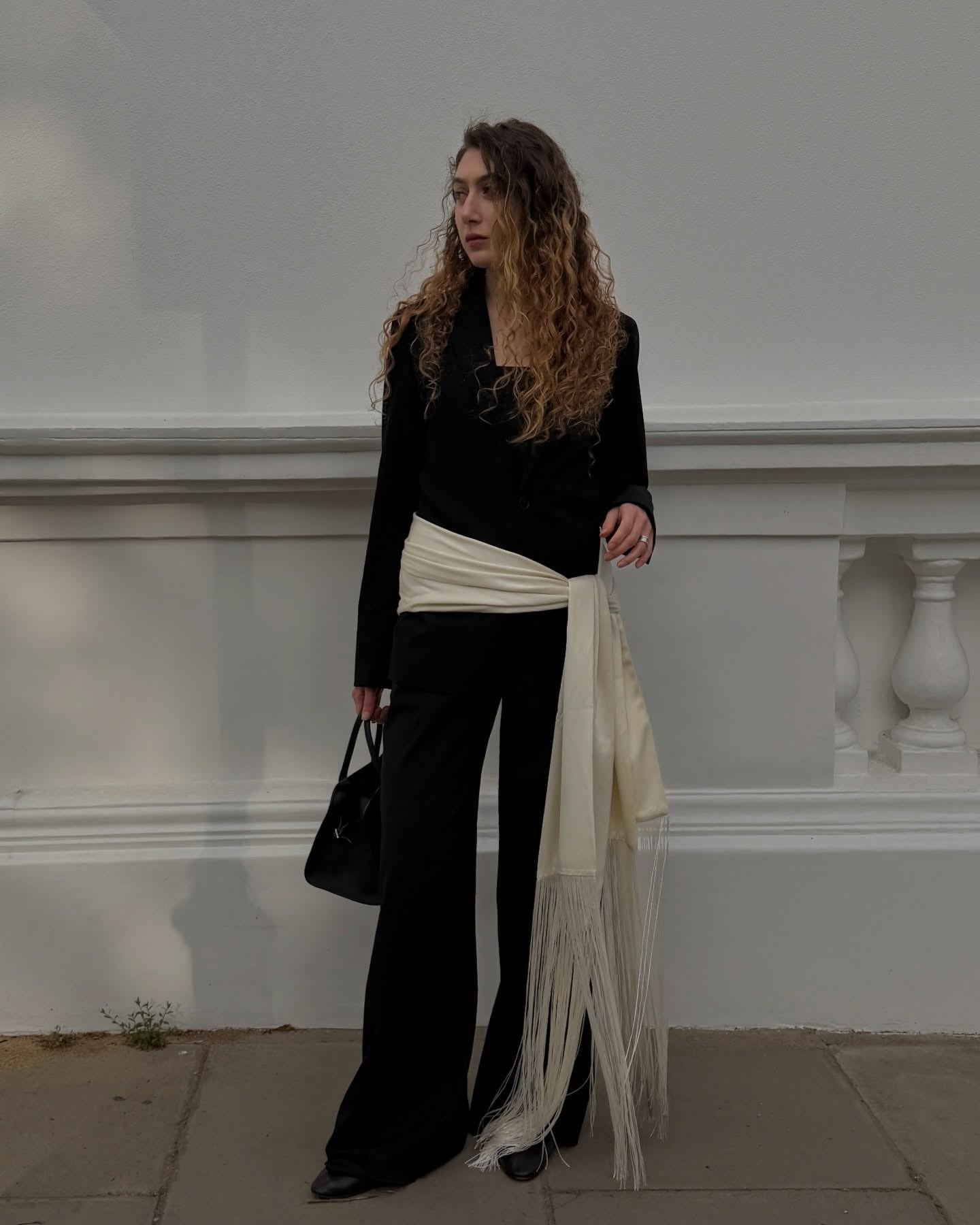 Amelie Fringe Tassel Satin Scarf Belt