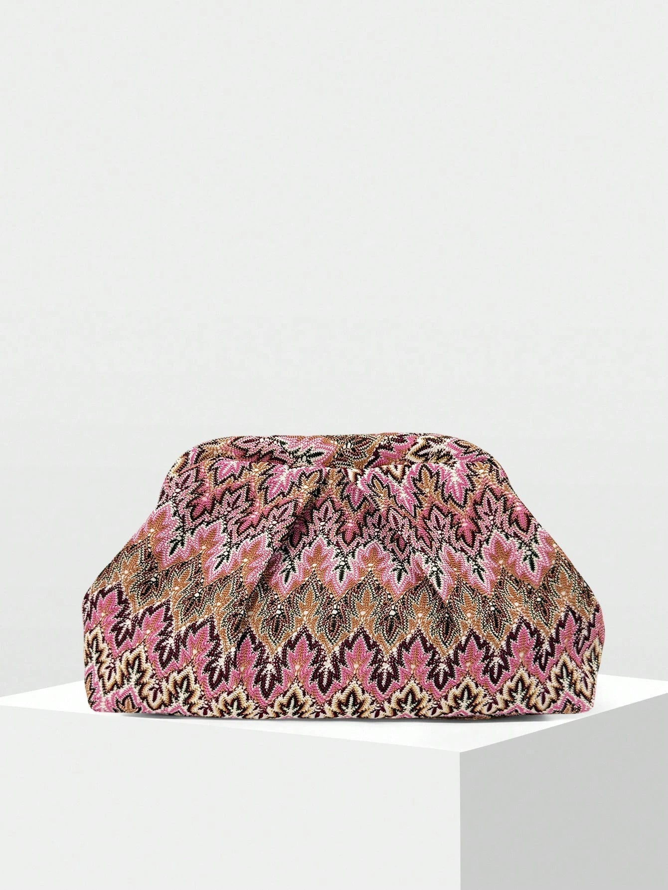 Sophia Jacquard Plisseret Clutch