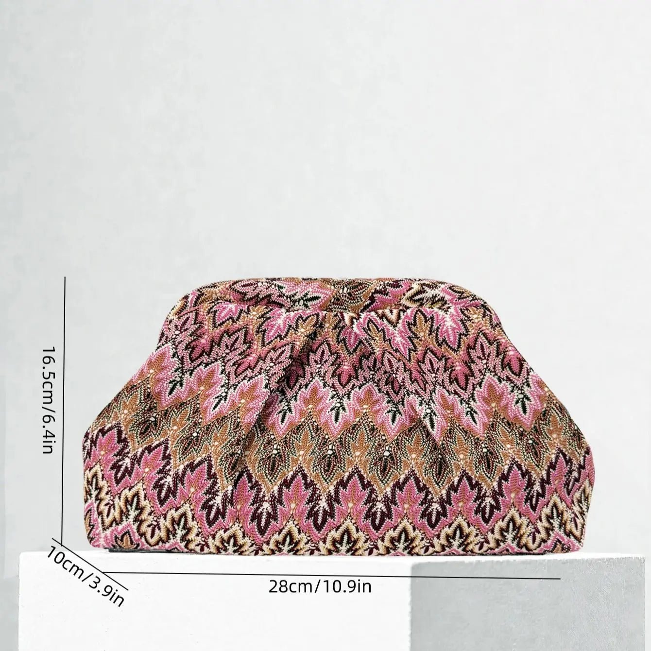 Sophia Jacquard Plisseret Clutch