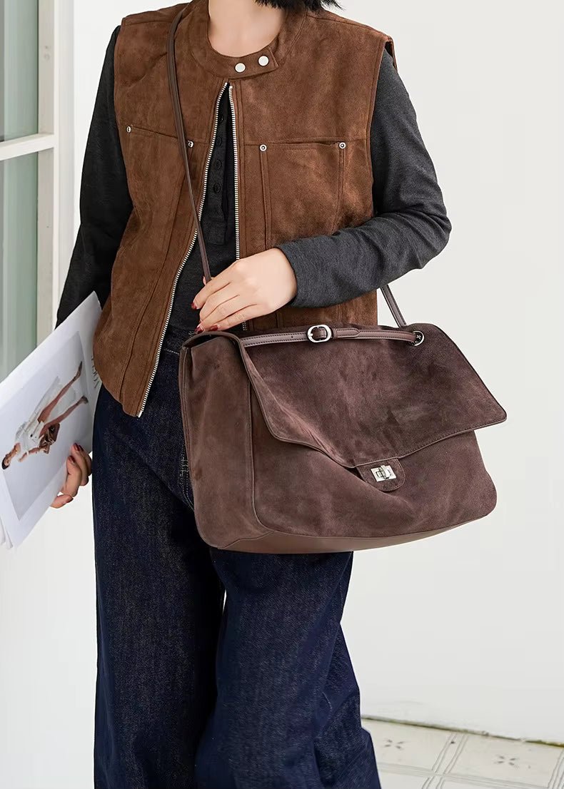 Lena Frosted Cowhide Retro Tote Bag