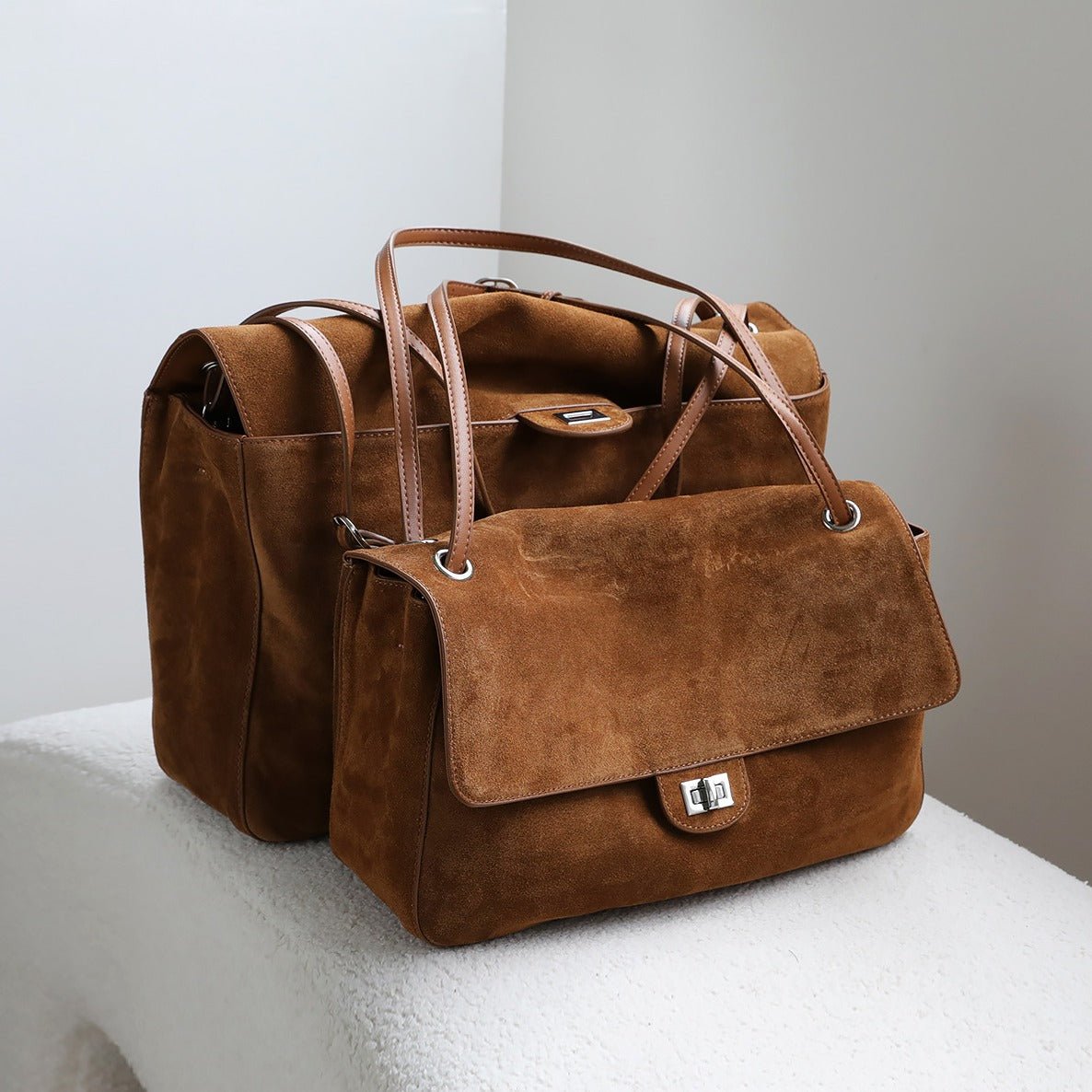 Lena Frosted Cowhide Retro Tote Bag