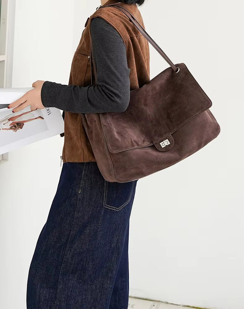 Lena Frosted Cowhide Retro Tote Bag