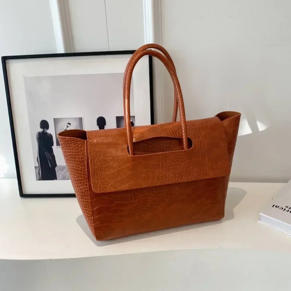 Amelia præget læder-tote
