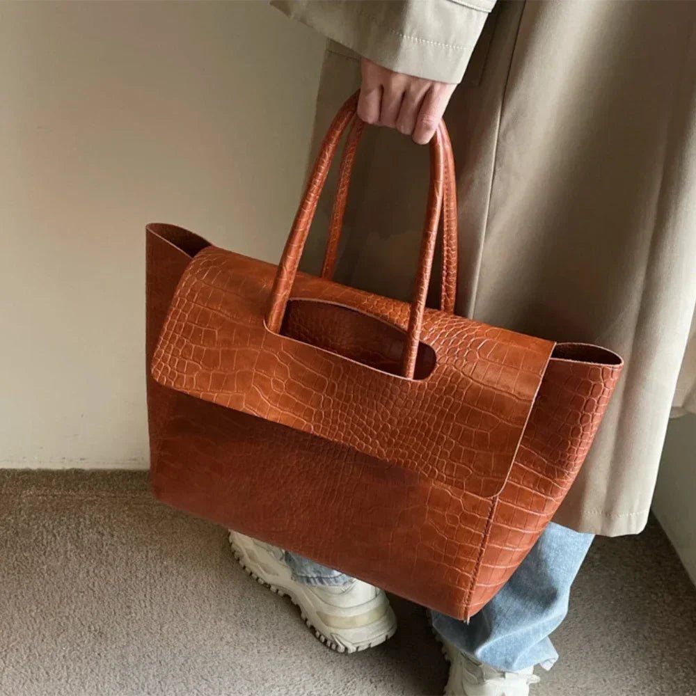 Amelia præget læder-tote
