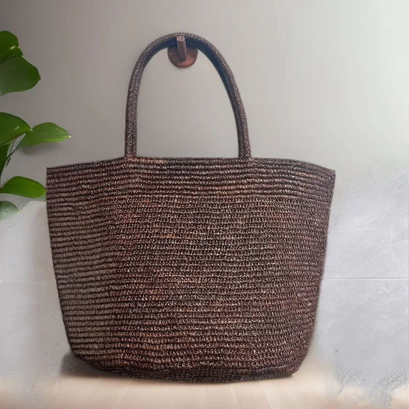 Vivienne håndvævet rattan-tote