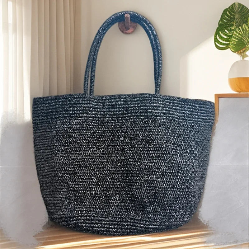 Vivienne håndvævet rattan-tote