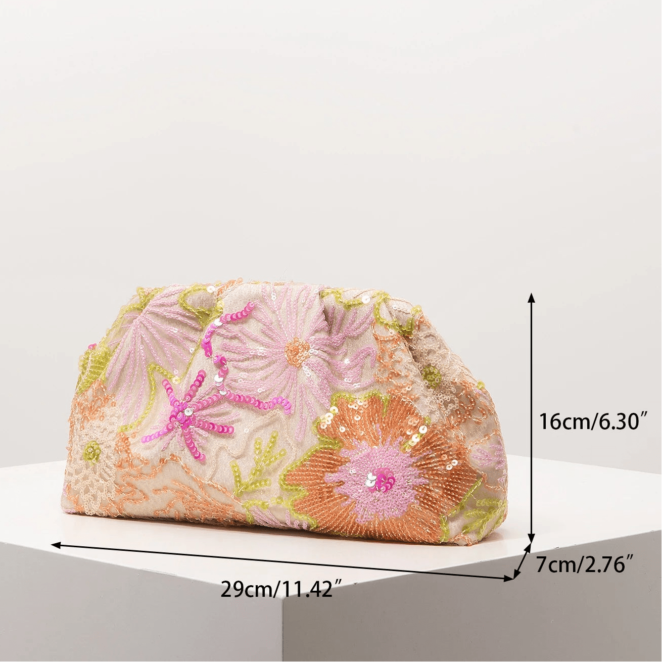 Violet paillet clutch