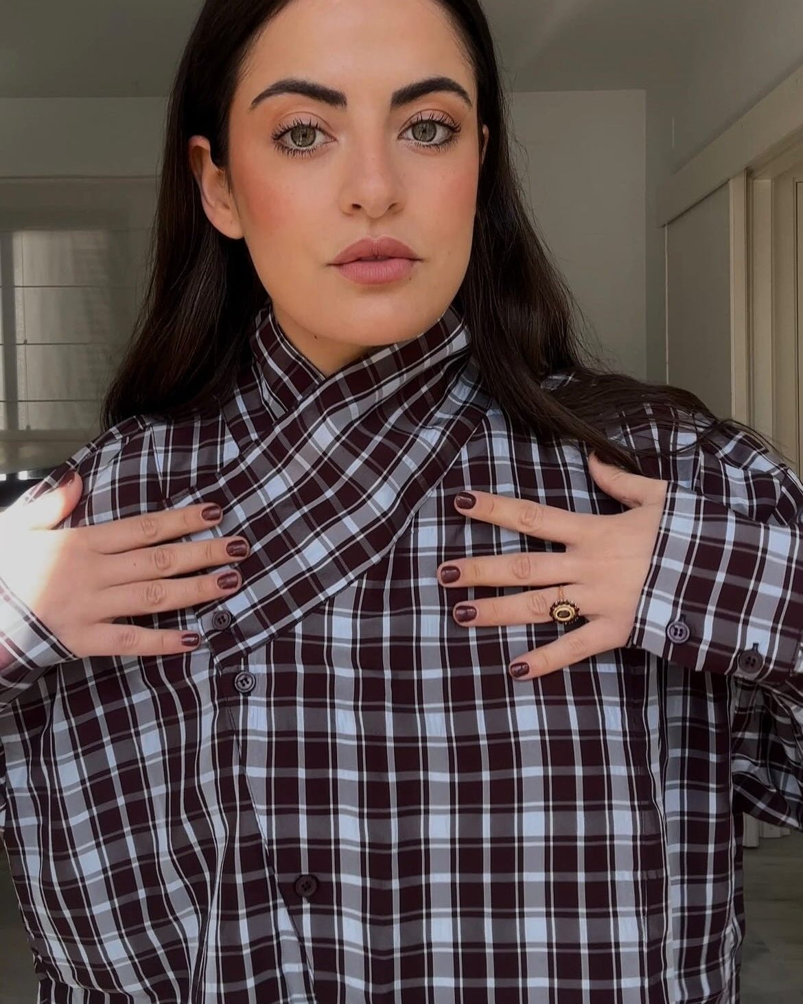 Monica Plaid Poplin Wrap Shirt