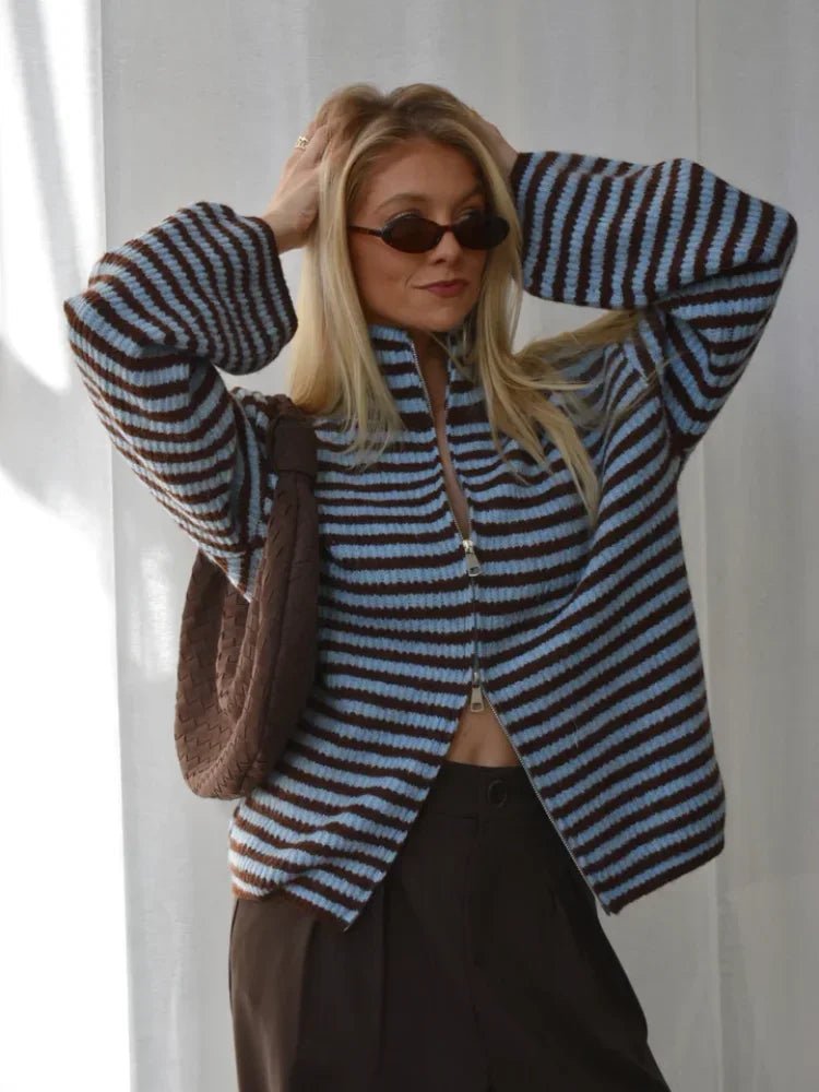 Sarah stribet strikcardigan
