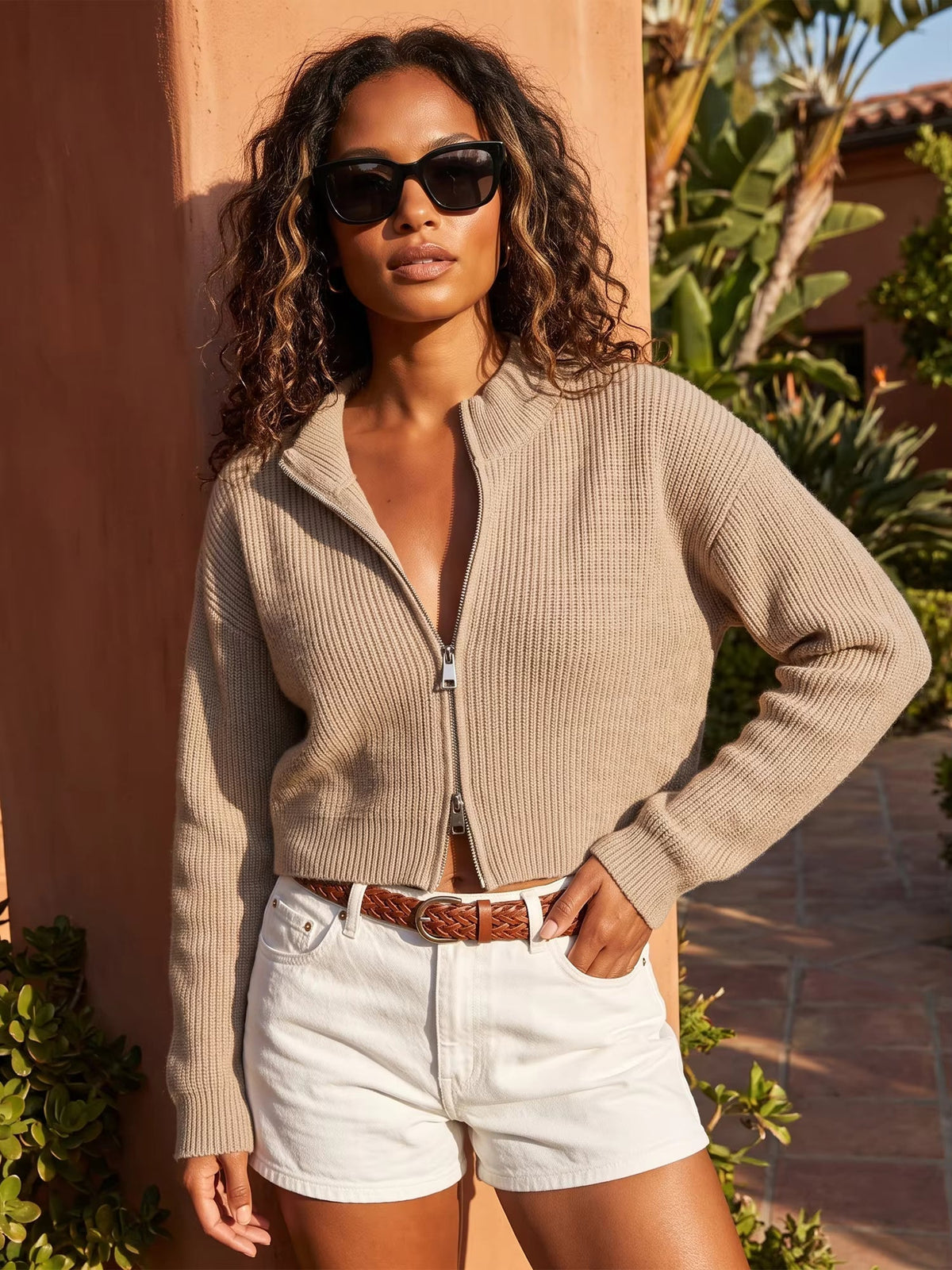 Amy Double Zip Strikcardigan