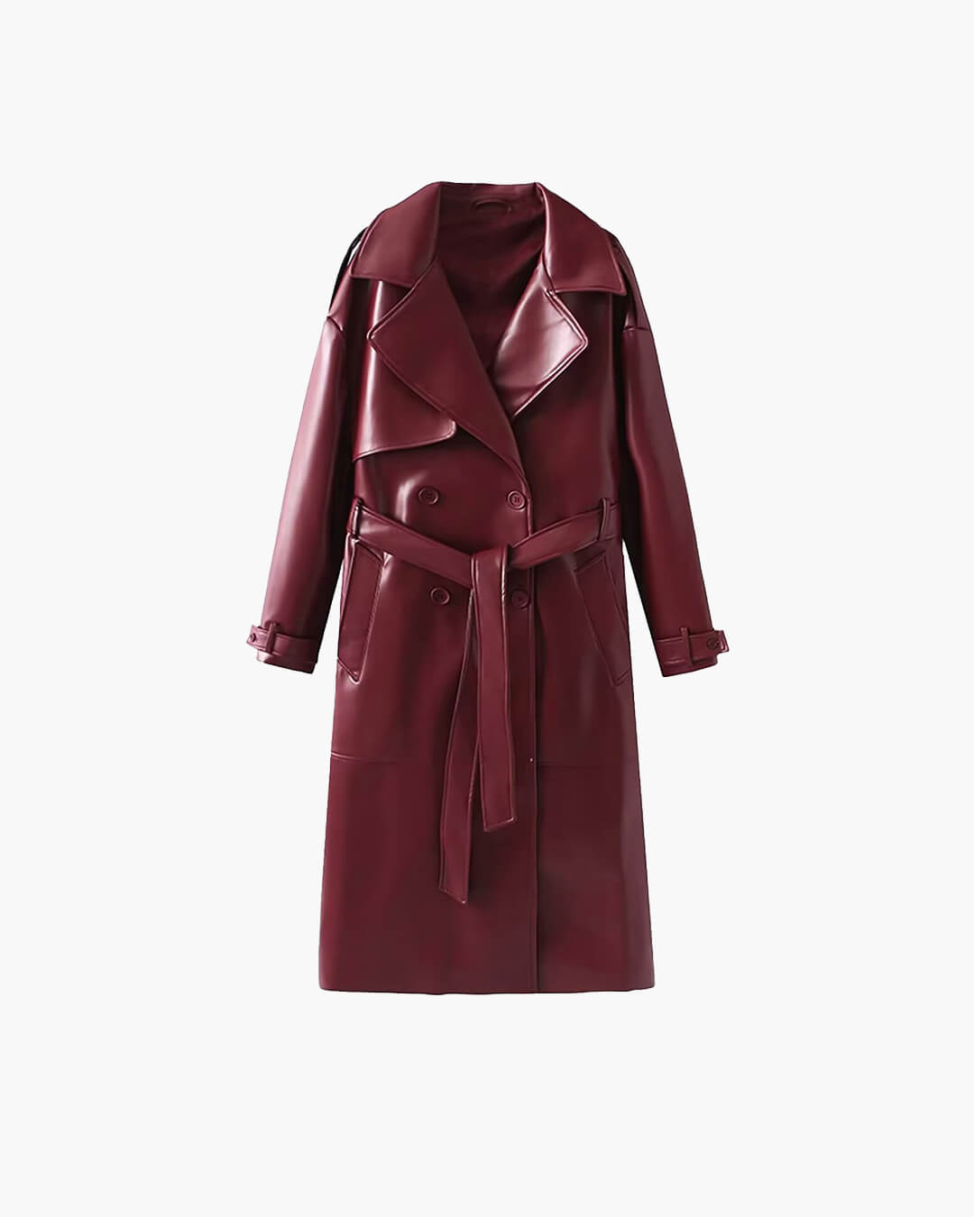 Connie trenchcoat i kunstlæder, maxi