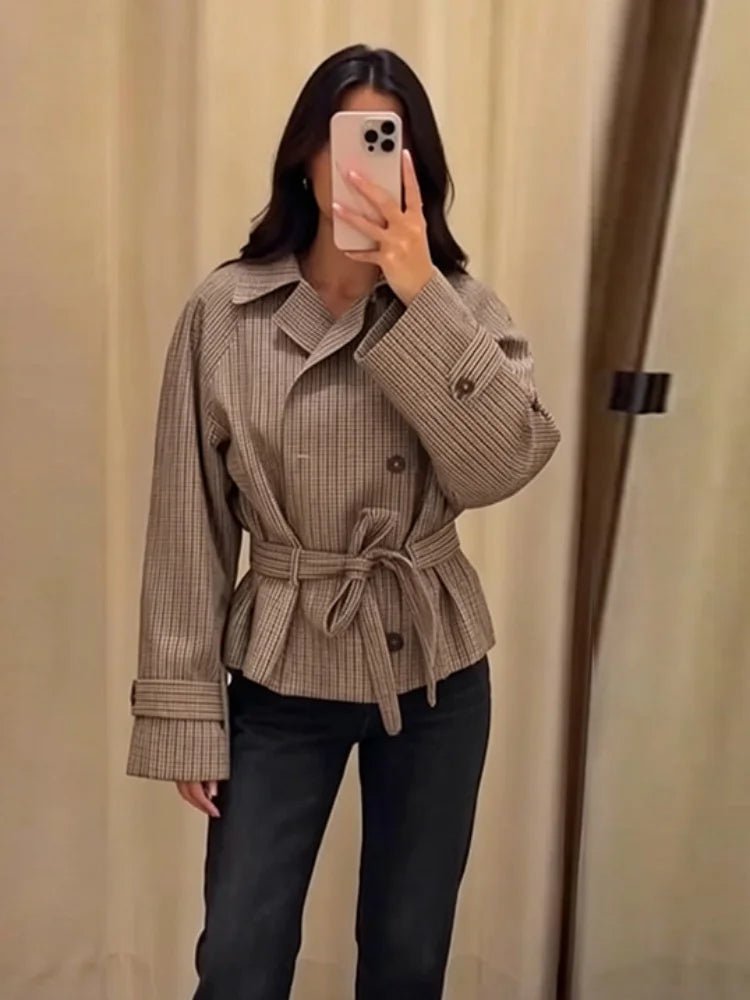 Melissa Plaid Belted Trench Coat