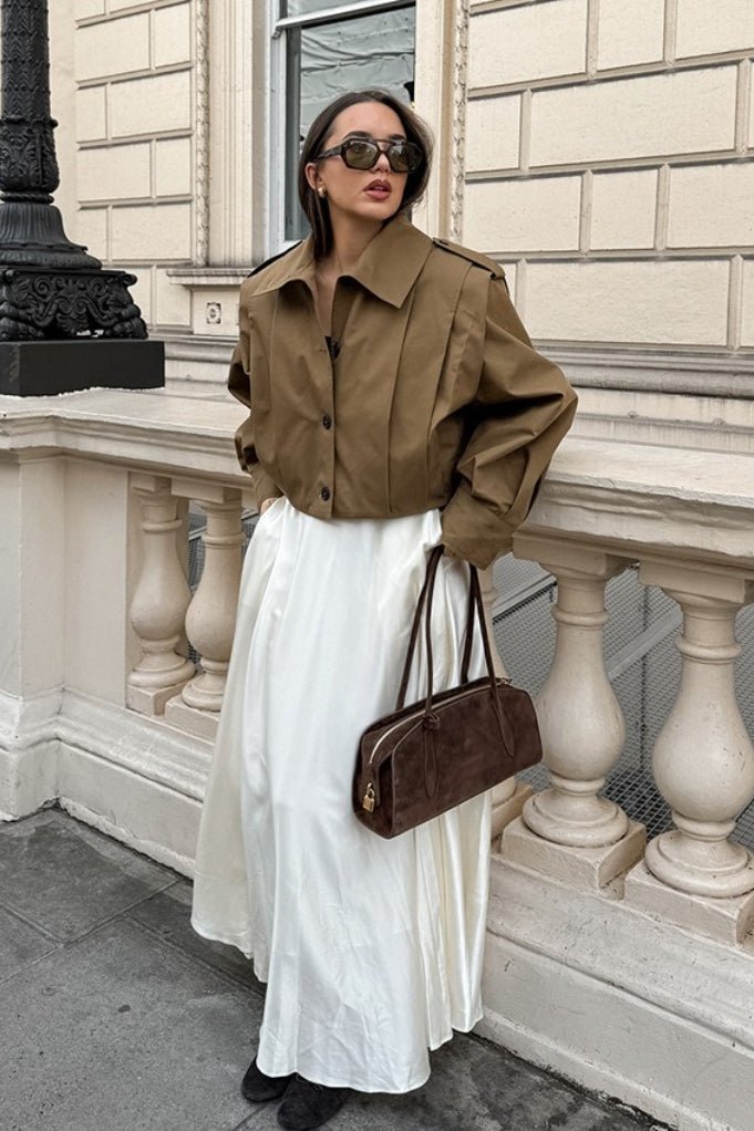 Julia cropped plisseret utility-jakke