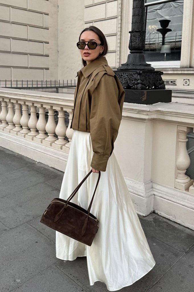 Julia cropped plisseret utility-jakke