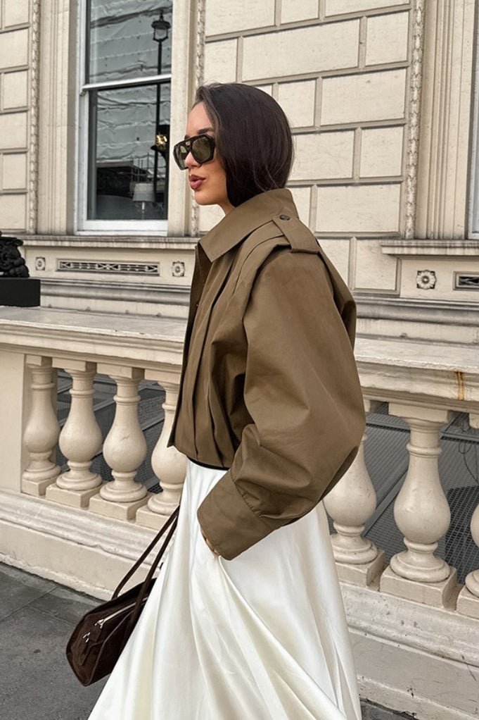 Julia cropped plisseret utility-jakke
