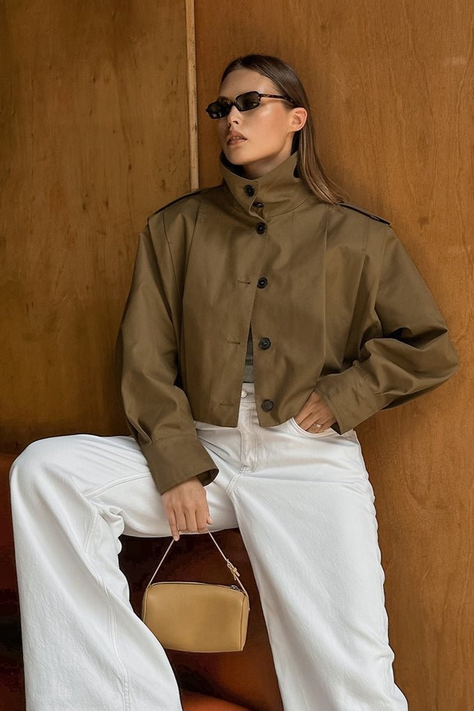 Julia cropped plisseret utility-jakke