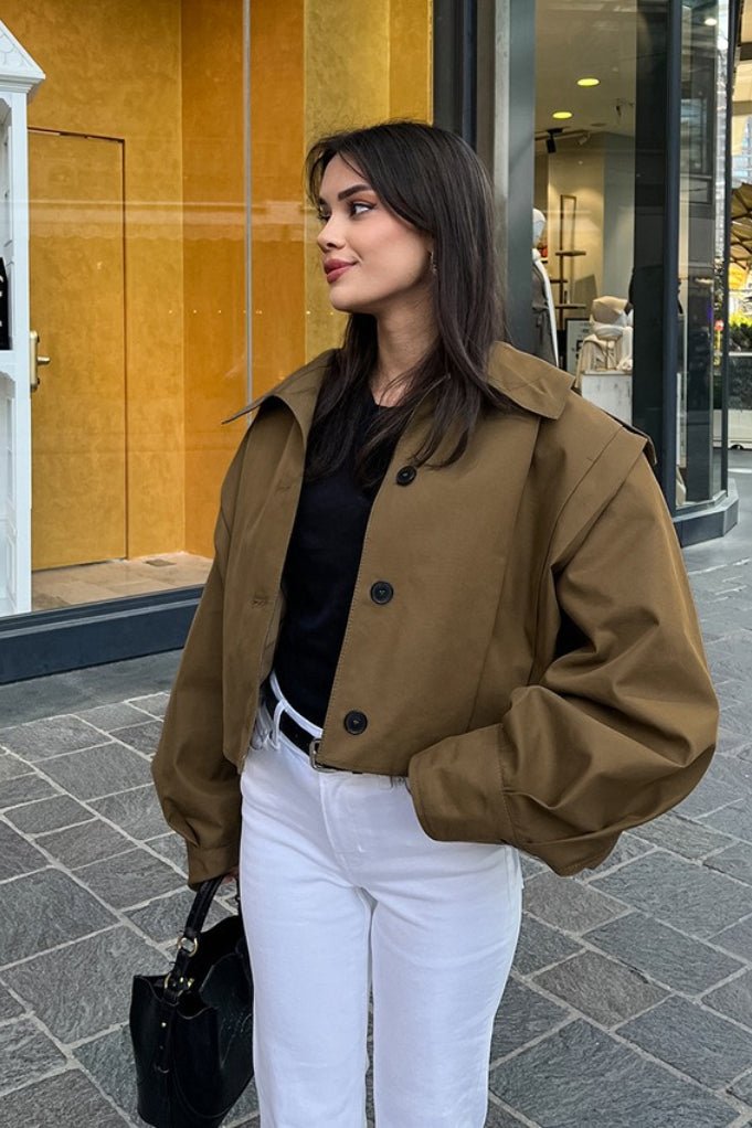 Julia cropped plisseret utility-jakke
