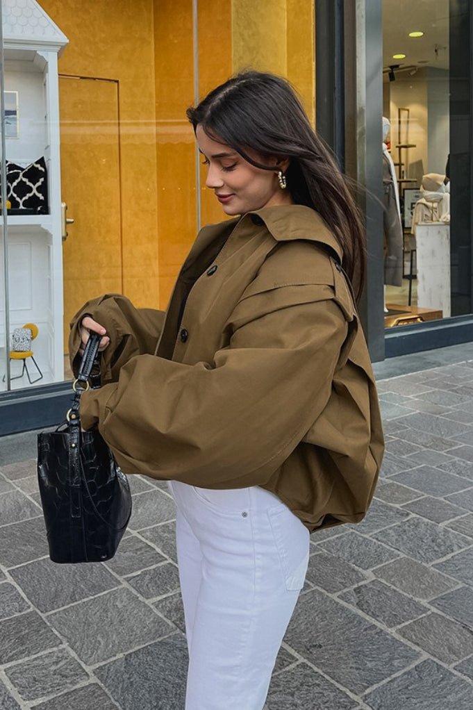 Julia cropped plisseret utility-jakke