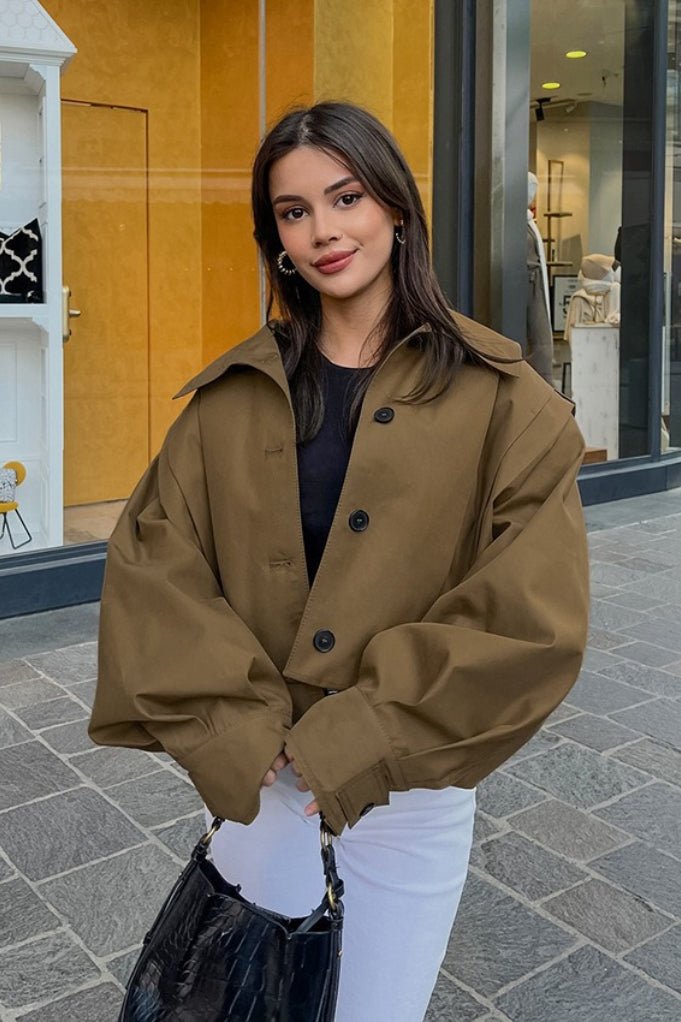 Julia cropped plisseret utility-jakke