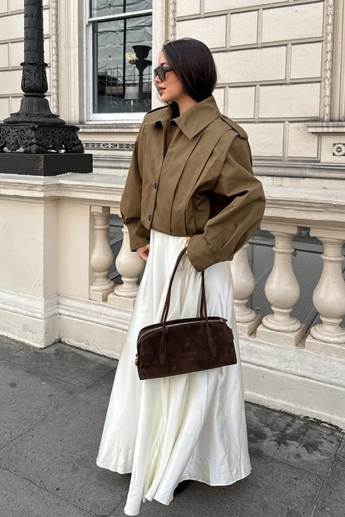 Julia cropped plisseret utility-jakke