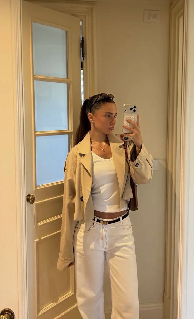 Carla Cropped Dobbelt Radet Trenchcoat