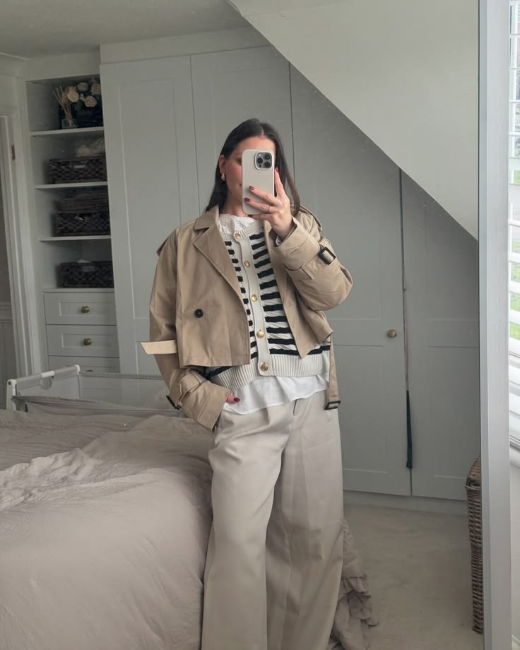 Carla Cropped Dobbelt Radet Trenchcoat