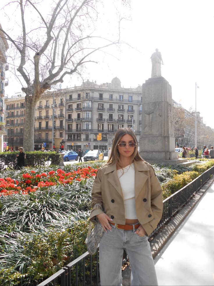Carla Cropped Dobbelt Radet Trenchcoat
