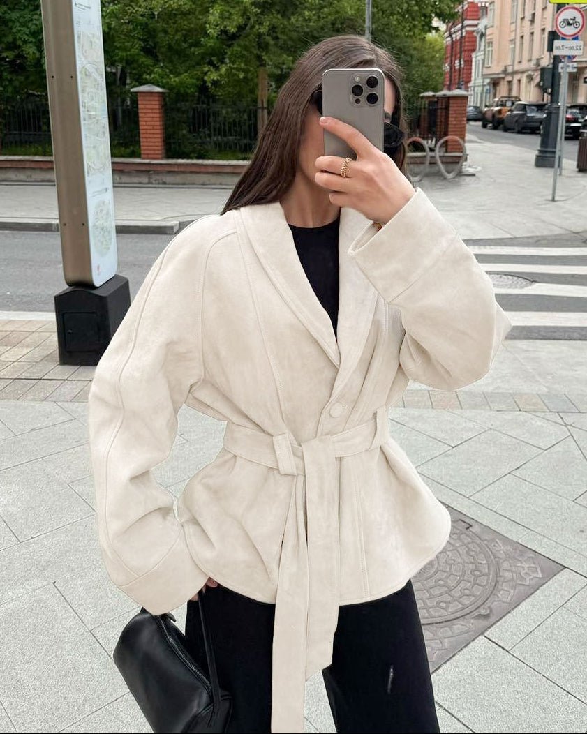 Annie Belted Suede Trench Coat