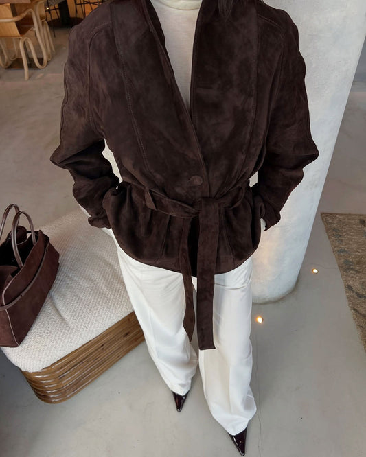 Annie bælte suede trenchcoat