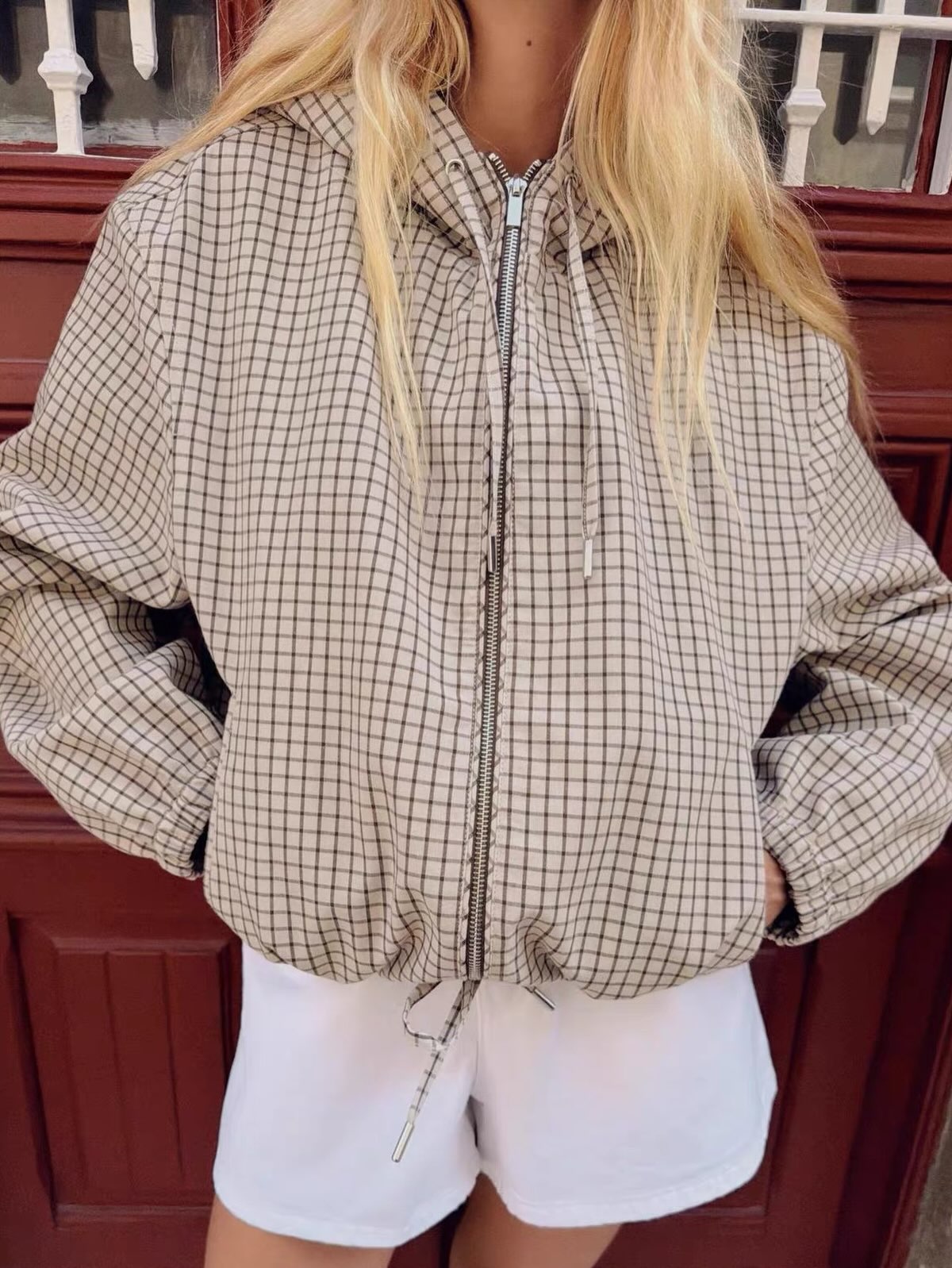 Ellie ternet cropped hættejakke
