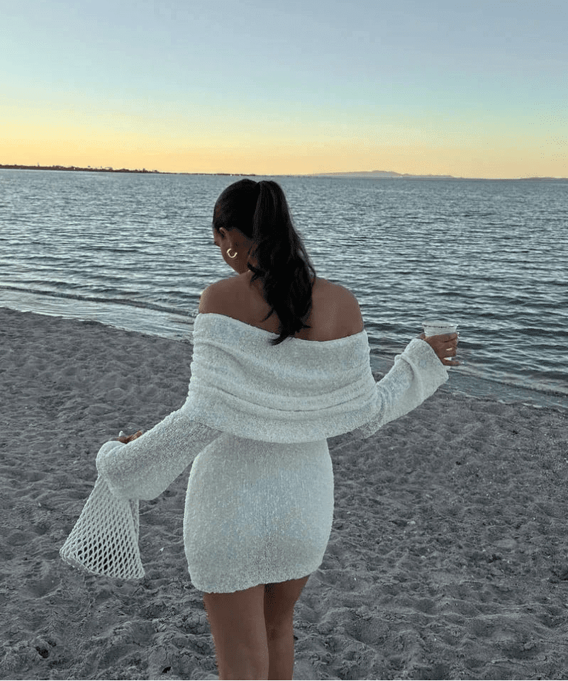 Zaria off-shoulder bodycon mini-kjole