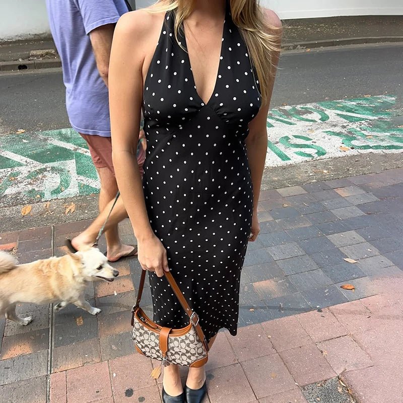 Zoe Polka Dot Halterneck Midi Kjole