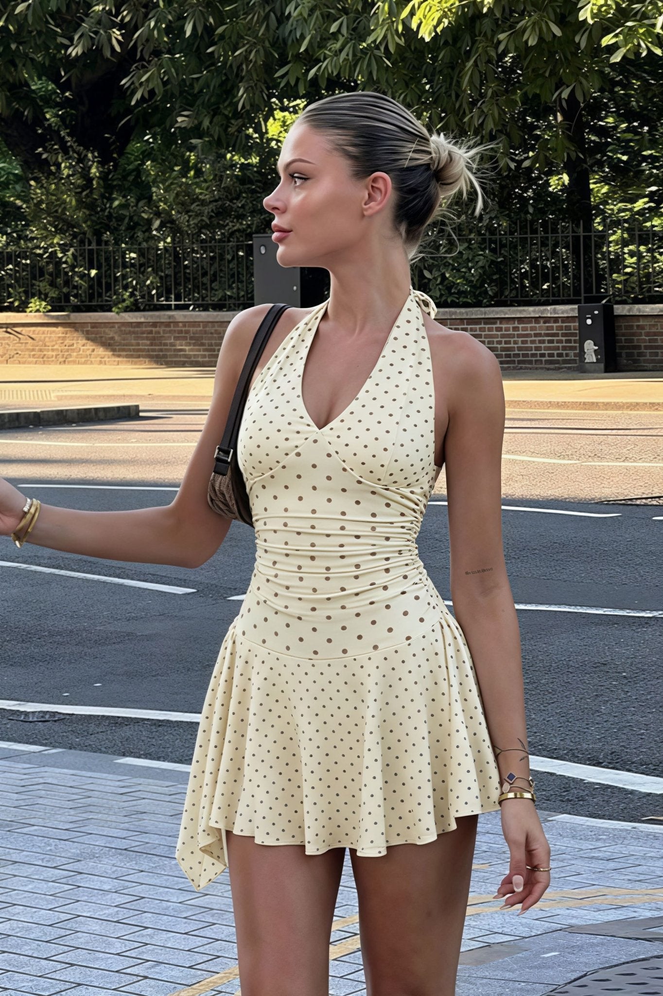 Natalia prikker halterneck minikjole