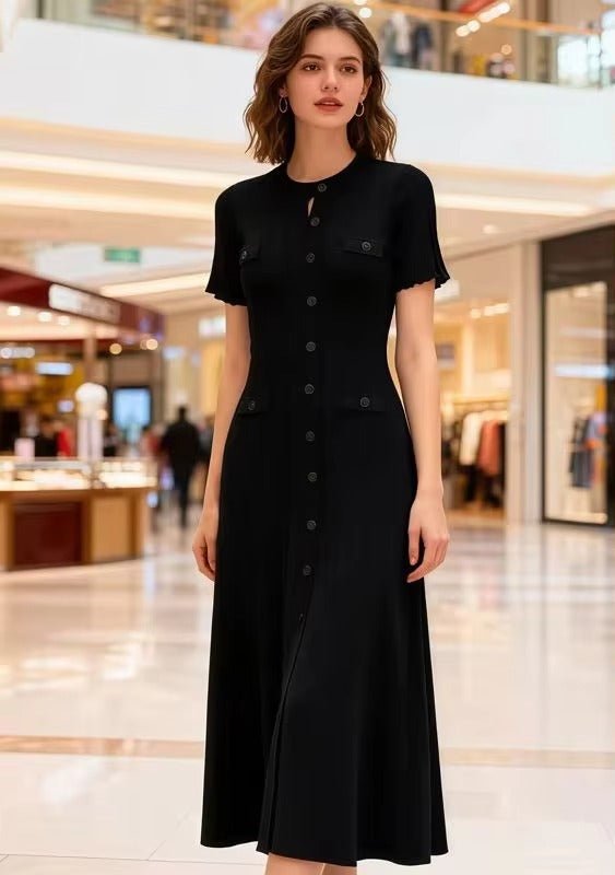 Margot strikket midi-kjole med knapper foran