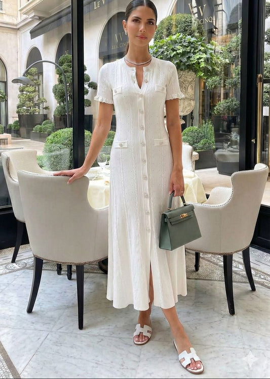 Margot strikket midi-kjole med knapper foran