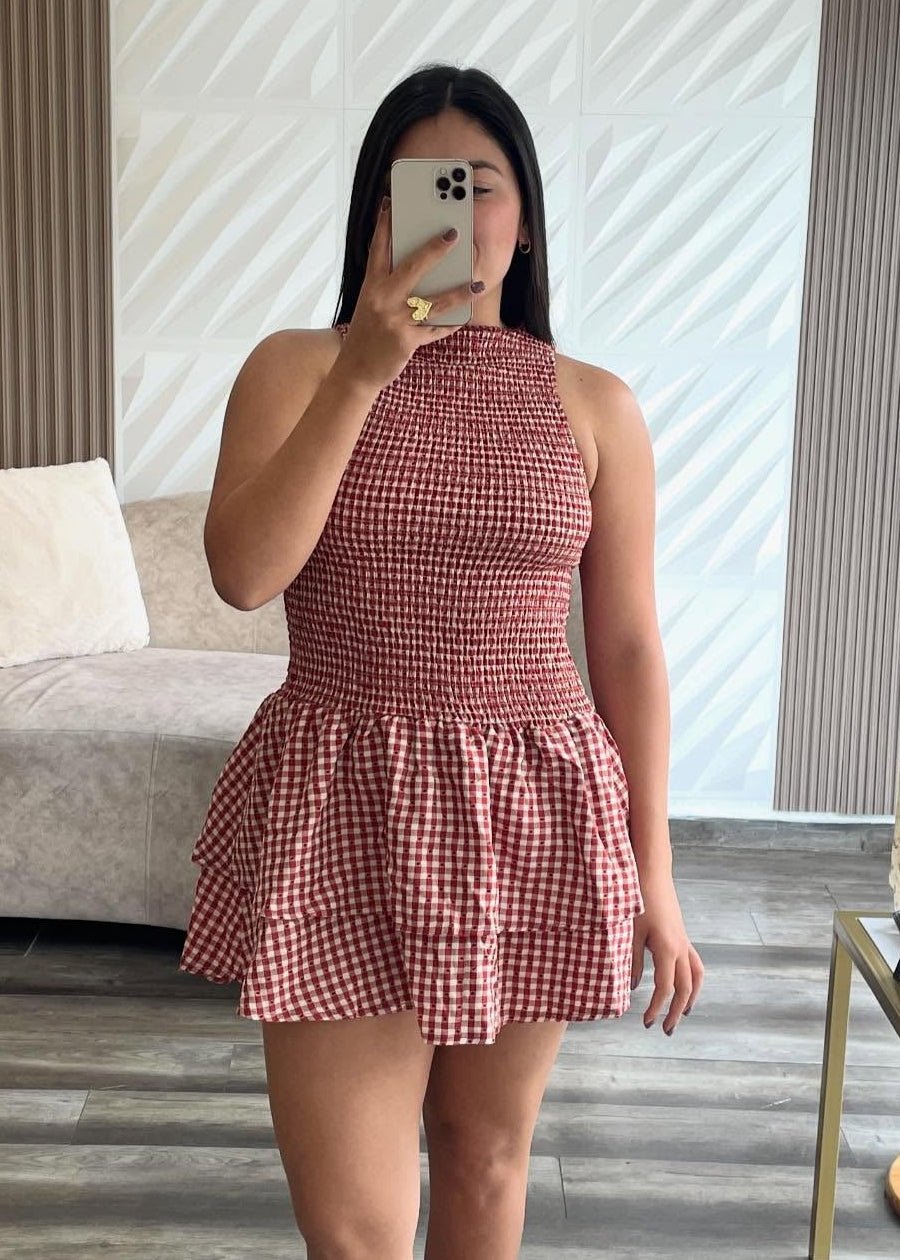 Linda ternet smocket minikjole