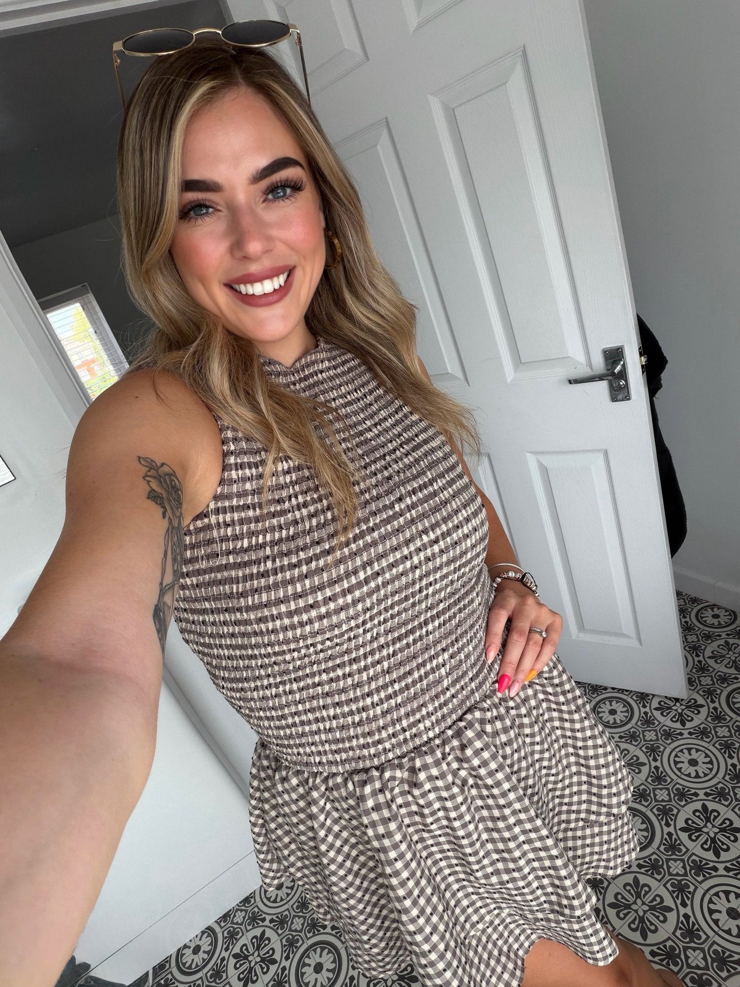 Linda ternet smocket minikjole