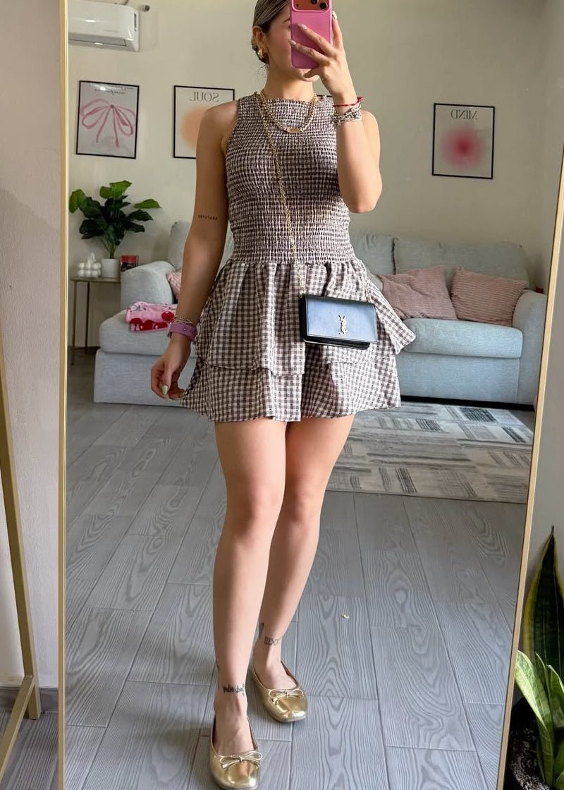 Linda ternet smocket minikjole