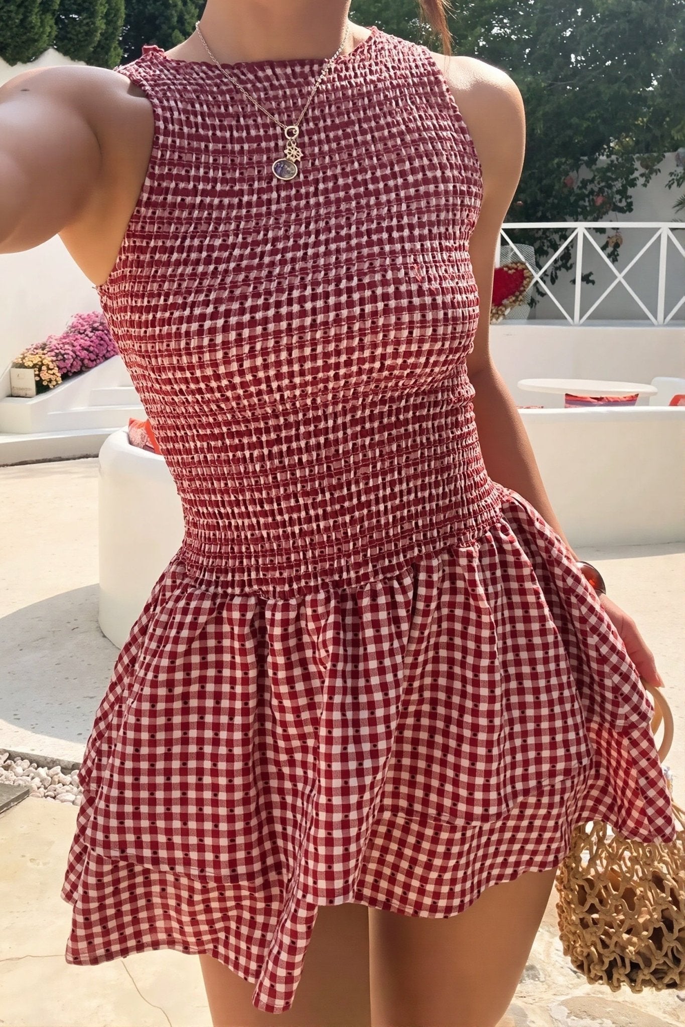 Linda ternet smocket minikjole