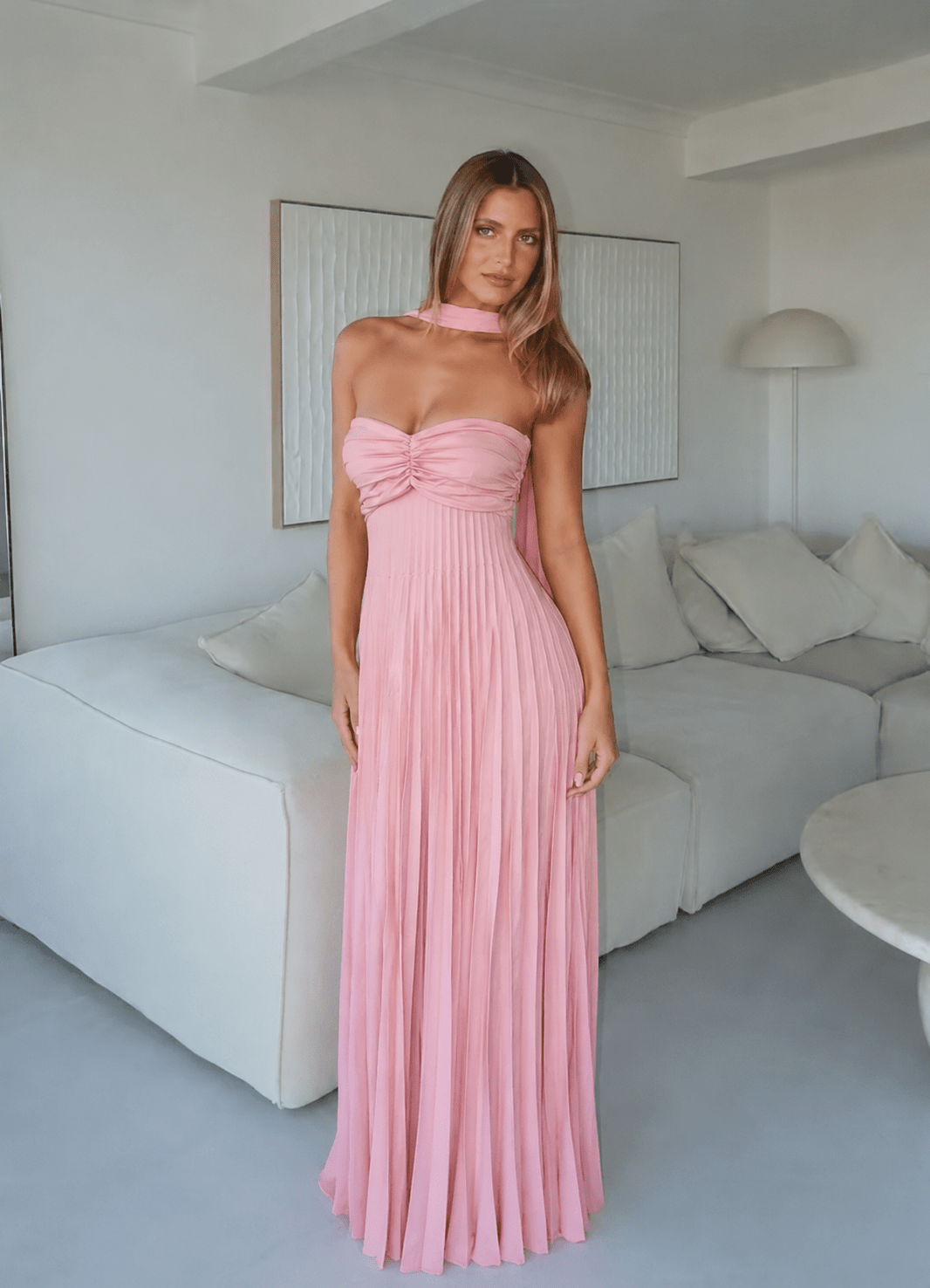 Ilaria Mesh Maxi-kjole med Tørklæde