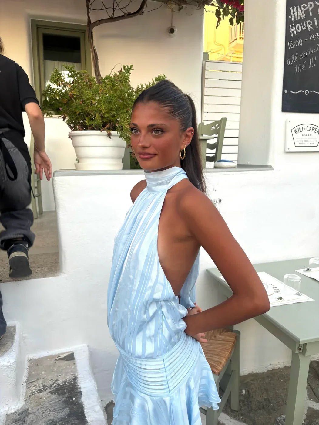 Matilda stribet halter mini-kjole