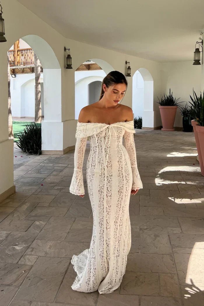 Ivy off-shoulder blonde maxi-kjole