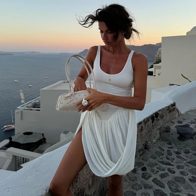 Sophia ærmeløs draperet minikjole