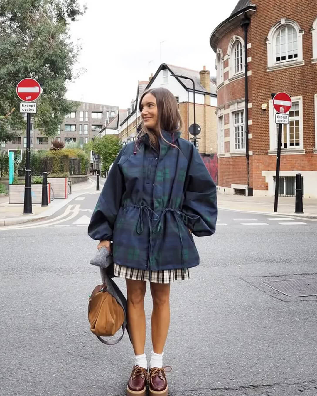 Linda Oversized Plaid Lace-Up Jacket