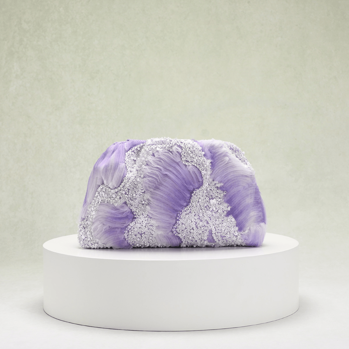 Violet paillet clutch