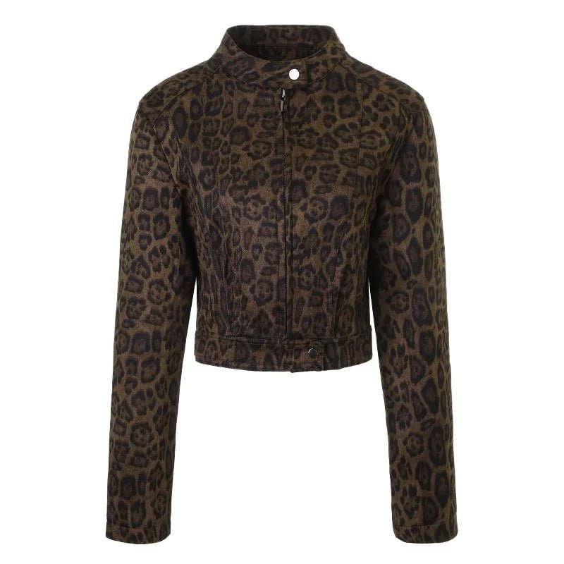 Sarah Coral Leopard Cropped Jacket