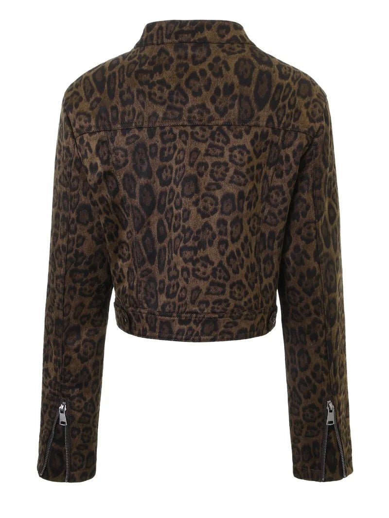 Sarah Coral Leopard Cropped Jacket