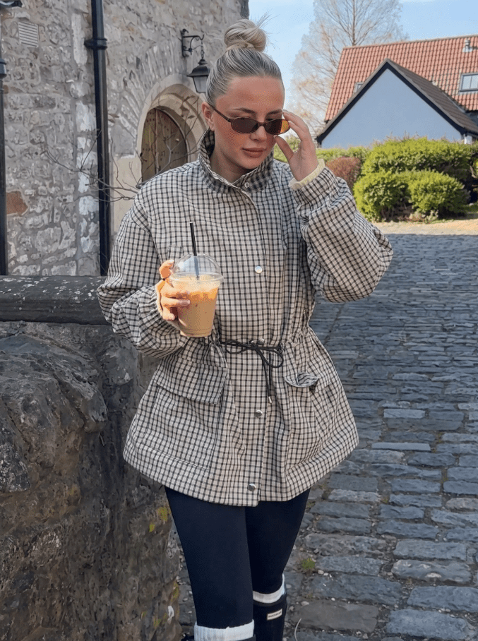 Sarah Vintage Plaid Waist-Cinched Jacket